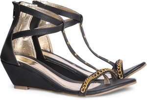 bata black wedges