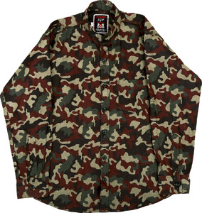 BASE 41 Boys Military Camouflage Casual Green Shirt