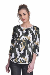 Stop Look Casual 3/4th Sleeve Printed Women's Multicolor Top