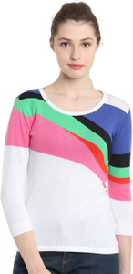 United Colors of Benetton Casual 3/4th Sleeve Striped Women's Multicolor Top