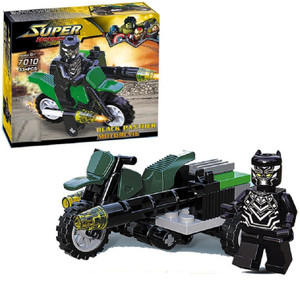 TALKING GANESHA 36+ Pieces Building Blocks of Superheroes Motorcycle construction set for kids (Black Panther)