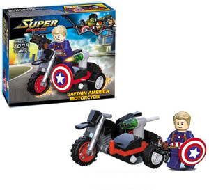 TALKING GANESHA 36+ Pieces Building Blocks of Superheroes Motorcycle construction set for kids (Captain America)