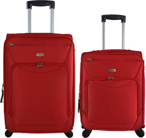 TIMUS Upbeat Spinner Red 55 & 65 cm 4 Wheel Strolley Suitcase For Travel SET OF 2 ( Medium Check-in Luggage) Expandable Check-in Luggage - 24 inch