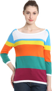 United Colors of Benetton Casual 3/4th Sleeve Striped Women's Multicolor Top