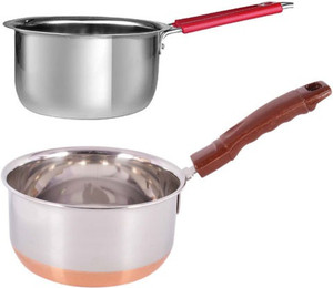 Jalpan Induction Sauce Pan wire handle 1.5 Liter. Medium 17cm - WITH - Sauce Pan copper bottom 2 Liter Large 18cm. - MULTIPURPOSE - 2 Pcs. Pot, Pan Set