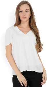 Vero Moda Casual Short Sleeve Solid Women White Top