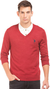 U.S. POLO ASSN. Solid V Neck Casual Men Red Sweater Buy U.S. POLO ASSN. Solid V Neck Casual Men Red Sweater Online at Best Prices in India Flipkart