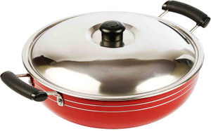 Vinod Suraksha Shine Cookware Aluminum Outer Lid Kadai with Stainless Steel Lid Kadhai 3 L