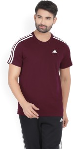 adidas solid men round neck maroon t-shirt CW4667MAROON