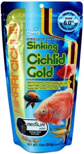 hikari sinking cichlid gold medium 342g | a color enhancing diet developed for cichlids | 342 g dry fish food
