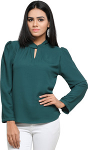 Serein Formal Full Sleeve Solid Women's Green Top