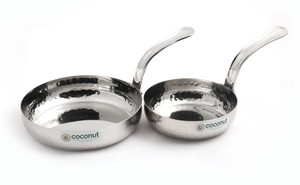 Coconut Stainless Steel Mini Hammered Fry Pan Pan 12 cm, 16 cm diameter