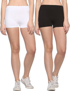 69Gal Solid Men & Women White, Black Compression Shorts