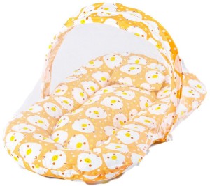baybee teddy net bed with pillow (orange) teddy net bed crib bedding(fabric, orange, white)