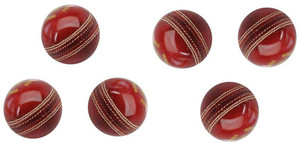 Tima Sports Fun Set Of 6 Club Leather Cricket Ball 2 Part Cricket Ball - Size: 3