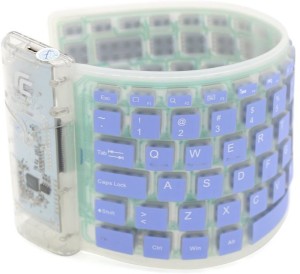 VibeX � Wireless Flexiable Bluetooth Silicone Roll up Keyboard Bluetooth, Wireless Multi-device Keyboard(Blue)
