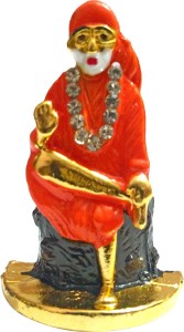 vintan religious god shirdi sai baba figurine/lord sai nath idol handicraft statue-home room office temple mandir murti car dashboard decor gift item. decorative showpiece  -  5 cm(gold plated, gold)