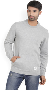 reebok full sleeve solid men sweatshirt