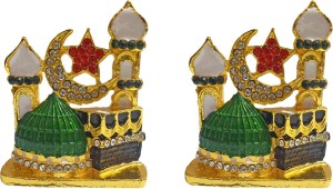 vintan combo of 2 religious place maka madina/allah majid idol handicraft statue-home room office temple mandir murti car dashboard decor gift item. decorative showpiece  -  7.62 cm(gold plated, gold)