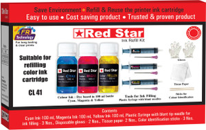 Red Star refill ink for canon 41 color cartridge Multi Color Ink