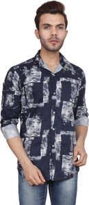 DOE Men's Printed Casual Multicolor Shirt