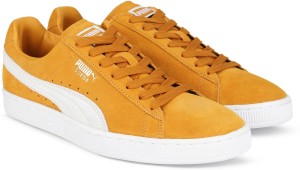 puma suede classic + idp sneakers for men(yellow, white)