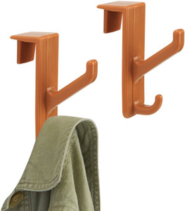 HOKIPO Double Rail Hooks for 1.4cm thick doors / glasses, Brown 2 - Pronged Hook