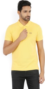 spykar solid men polo neck yellow t-shirt MKT-PKC-001Lemon