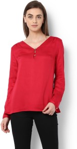 Van Heusen Casual Full Sleeve Solid Women's Red Top