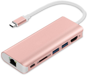 Microware 6 In 1 USB-C Digital AV Multi port Hub with 4K HDMI, 2 USB 3.0, SD Card Reader USB C Type Cable