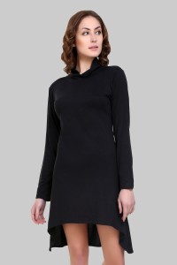 crease & clips women t shirt black dress DRS1166_BLACK