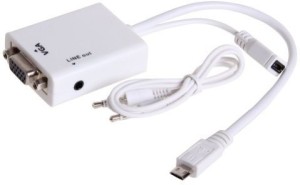 Microware MHL Micro USB to VGA with Audio Adapter 0.03 m VGA Cable(Compatible with TV, Smartphone, White)