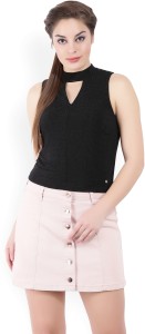 Only Casual Sleeveless Solid Women Black Top