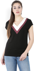 United Colors of Benetton Casual Cap Sleeve Solid Women's Black Top