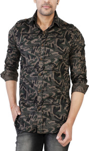 Jai Textiles Men's Military Camouflage Casual Green Shirt