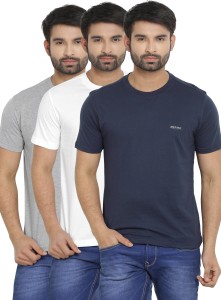 john players solid men round or crew multicolor t-shirt(pack of 3) JCMCTSCOR7003PO3