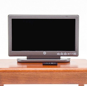 1 12 Black Resin Tv Tv Wide Range Screen With A Remote Control