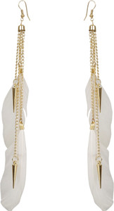 NAWAB Boho Gypsy Tassel White Feather and Golden Chain Earrings for girls and women (1 pair) Alloy Tassel Earring, Dangle Earring