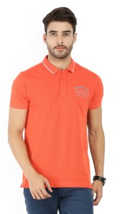 spykar solid men polo neck orange t-shirt MKT-02AG-121Orange