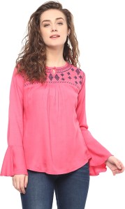 Mayra Casual Full Sleeve Printed Women's Pink Top
