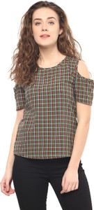 Mayra Casual Half Sleeve Checkered Women's Multicolor Top