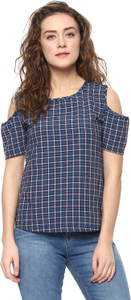 Mayra Casual Half Sleeve Checkered Women's Multicolor Top