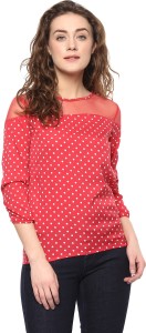 Mayra Casual 3/4th Sleeve Printed Women's Red Top