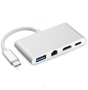 Microware USB 3.1 to USB-C to 4K HDMI USB3.0 Adapter 4 in 1 Hub For Laptop PC USB C Type Cable