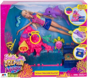 BARBIE Dolphin Magic Ocean Treasure Playset Pop Up Secret And