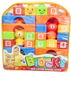 TALKING GANESHA 42 Pieces Building Blocks with Stickers for kids (Multicolor Big Size Blocks)