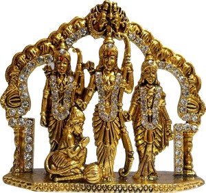 vintan religious god ram hanuman/lord ramdarbar bajrangbali hanuman idol handicraft statue-home room office temple mandir murti car dashboard decor gift item. decorative showpiece  -  8 cm(gold plated, gold)