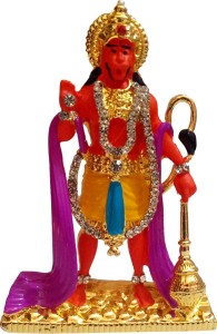 vintan religious god mahavir hanuman/lord bajrangbali hanuman idol handicraft statue-home room office temple mandir murti car dashboard decor gift item. decorative showpiece  -  8 cm(gold plated, gold)