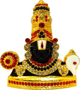 vintan religious god tirupati balaji/lord venkateswara govindha idol handicraft statue-home room office temple mandir murti car dashboard decor gift item. decorative showpiece  -  8 cm(gold plated, gold)