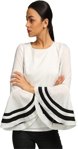 Era Style Party Full Sleeve Solid Women's White Top